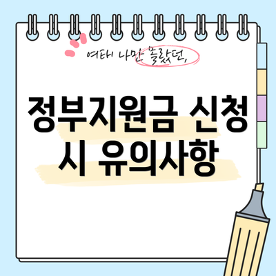 정부지원금 신청 시 유의사항