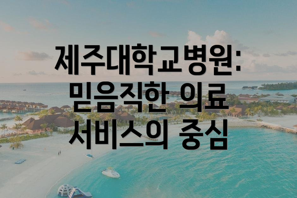 제주대학교병원: 믿음직한 의료 서비스의 중심