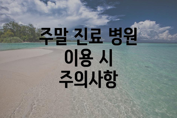 주말 진료 병원 이용 시 주의사항