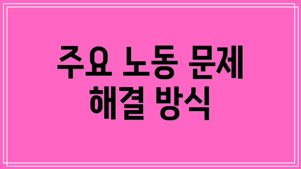 주요 노동 문제 해결 방식