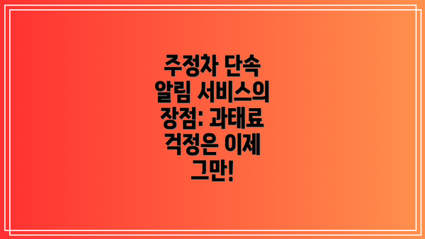 주정차 단속 알림 서비스의 장점: 과태료 걱정은 이제 그만!
