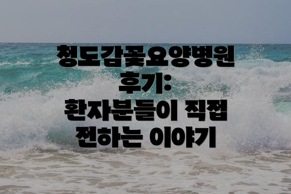 청도감꽃요양병원 후기: 환자분들이 직접 전하는 이야기