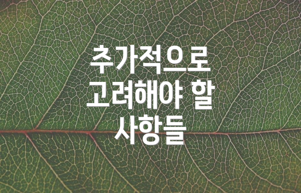 추가적으로 고려해야 할 사항들