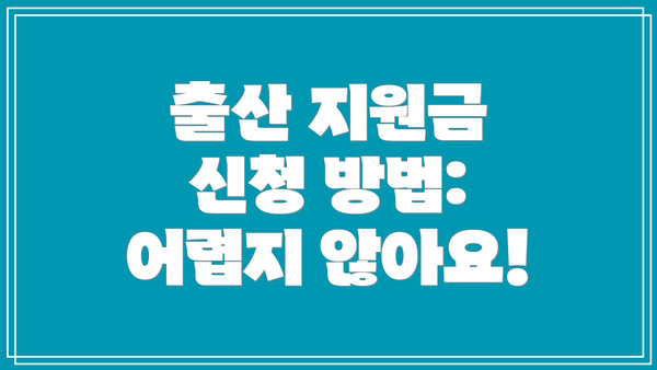 출산 지원금 신청 방법: 어렵지 않아요!