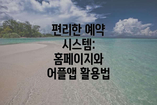 편리한 예약 시스템: 홈페이지와 어플앱 활용법