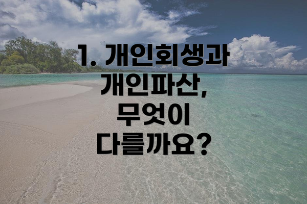 1. 개인회생과 개인파산, 무엇이 다를까요?