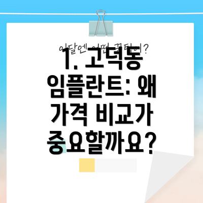1. 고덕동 임플란트: 왜 가격 비교가 중요할까요?