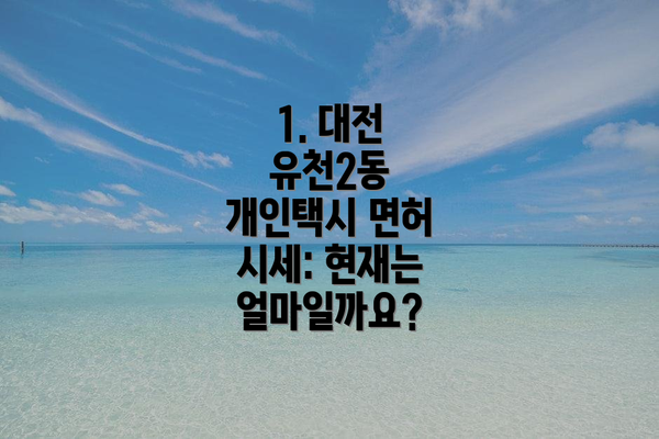 1. 대전 유천2동 개인택시 면허 시세: 현재는 얼마일까요?