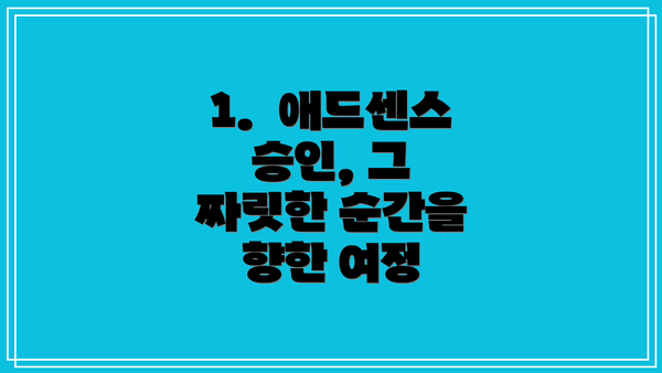 1.  애드센스 승인, 그 짜릿한 순간을 향한 여정