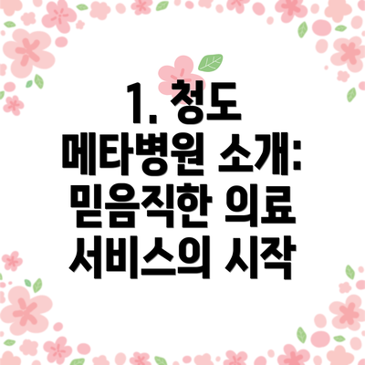 1. 청도 메타병원 소개: 믿음직한 의료 서비스의 시작