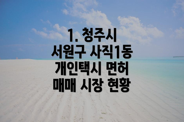1. 청주시 서원구 사직1동 개인택시 면허 매매 시장 현황