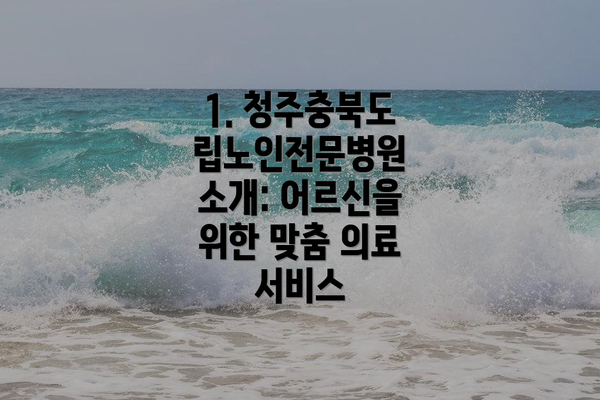 1. 청주충북도립노인전문병원 소개: 어르신을 위한 맞춤 의료 서비스