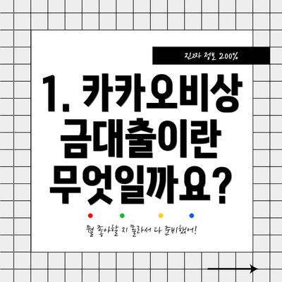 1. 카카오비상금대출이란 무엇일까요?