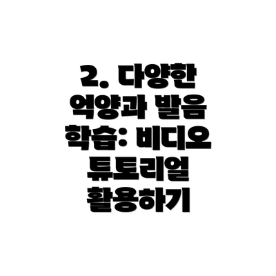 2. 다양한 억양과 발음 학습: 비디오 튜토리얼 활용하기