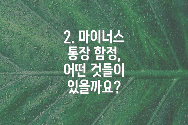 2. 마이너스 통장 함정, 어떤 것들이 있을까요?
