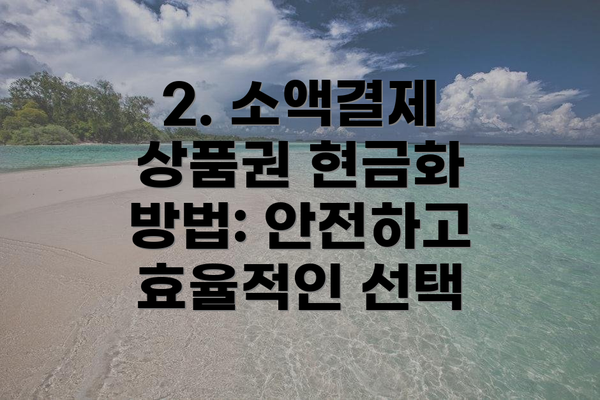 2. 소액결제 상품권 현금화 방법: 안전하고 효율적인 선택