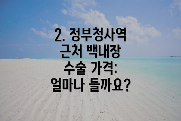 2. 정부청사역 근처 백내장 수술 가격: 얼마나 들까요?