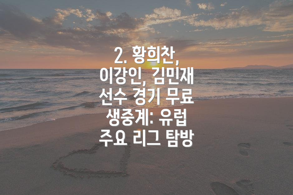 2. 황희찬, 이강인, 김민재 선수 경기 무료 생중계: 유럽 주요 리그 탐방