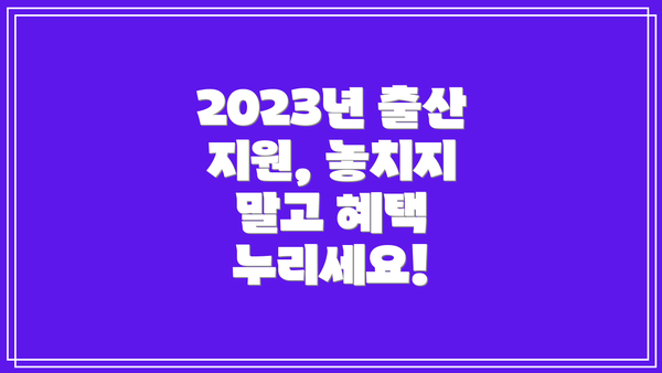 2023년 출산 지원, 놓치지 말고 혜택 누리세요!