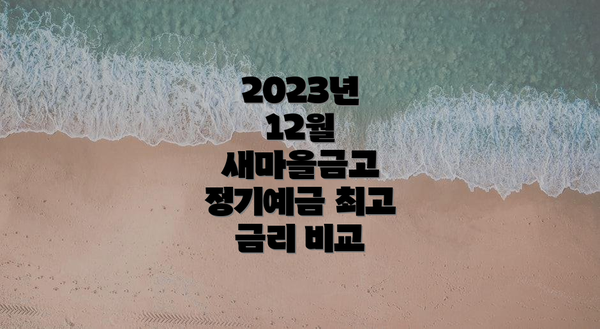 2023년 12월 새마을금고 정기예금 최고 금리 비교