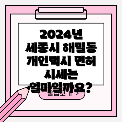 2024년 세종시 해밀동 개인택시 면허 시세는 얼마일까요?