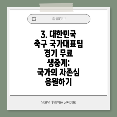 3. 대한민국 축구 국가대표팀 경기 무료 생중계:  국가의 자존심 응원하기
