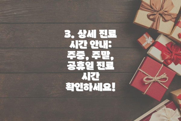 3. 상세 진료 시간 안내: 주중, 주말, 공휴일 진료 시간 확인하세요!