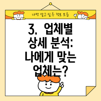 3.  업체별 상세 분석:  나에게 맞는 업체는?