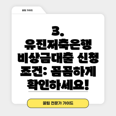 3. 유진저축은행 비상금대출 신청 조건: 꼼꼼하게 확인하세요!