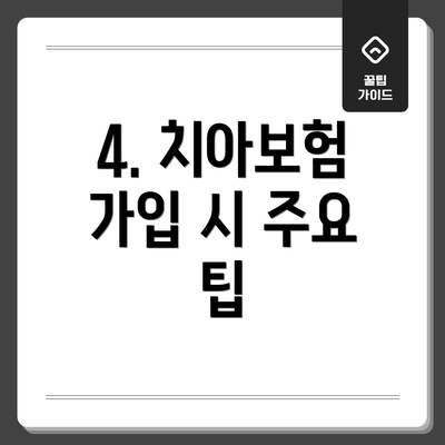 4. 치아보험 가입 시 주요 팁