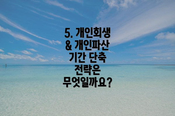 5. 개인회생 & 개인파산 기간 단축 전략은 무엇일까요?