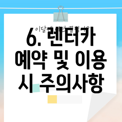 6. 렌터카 예약 및 이용 시 주의사항