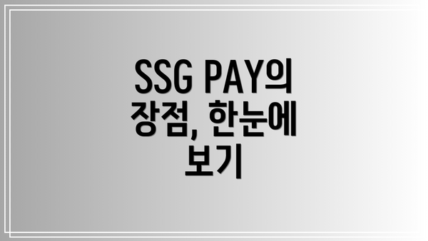 SSG PAY의 장점, 한눈에 보기